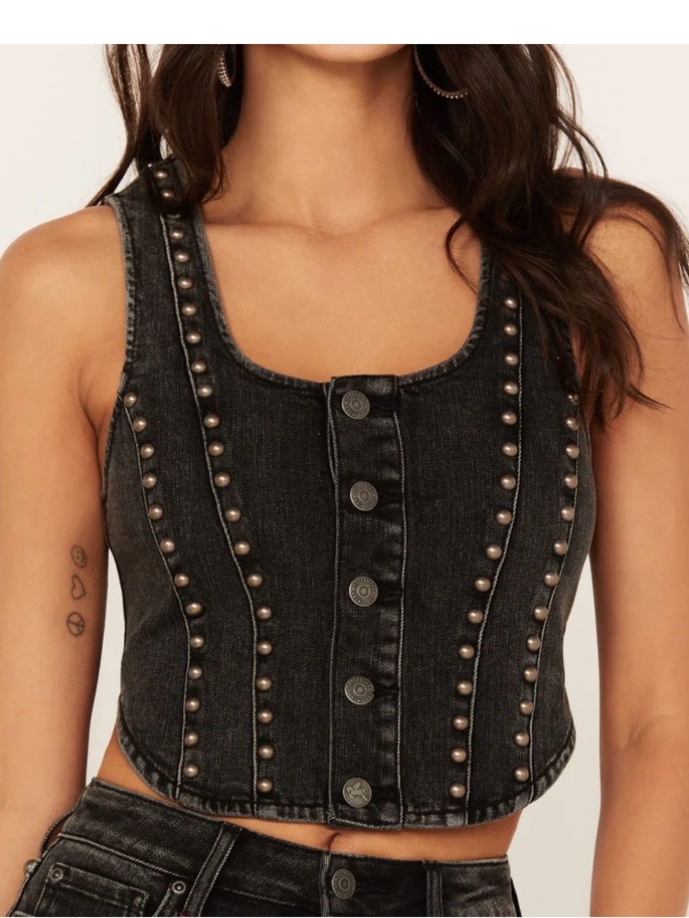 Idyllwind Black Studded Denim Vest